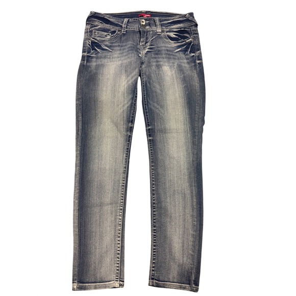 BONGO Denim - Bongo Womens Low Rise Skinny Jeans Size 7 Medium Wash Embroidered Pockets Y2K